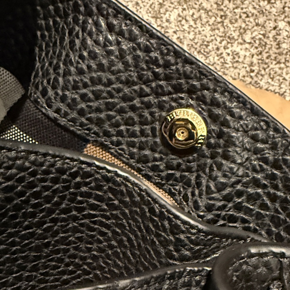 SOLD Burberry Textured Black Leather Shoulder Tote - Picture 14 of 15